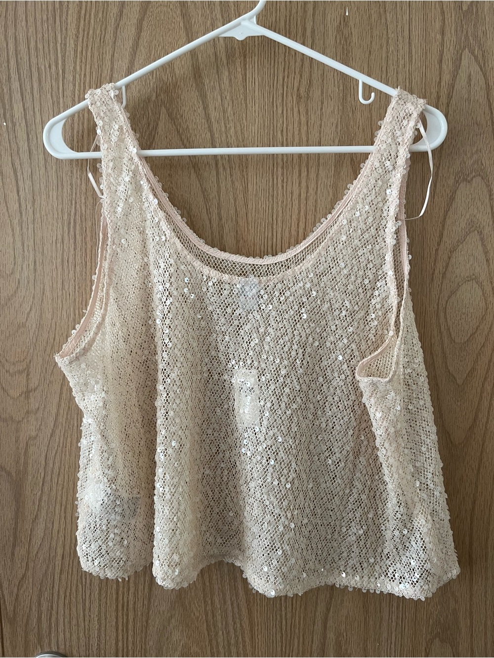 NWT Old Navy Sequin Tank Top in Sea Salt - Picture 7 of 9